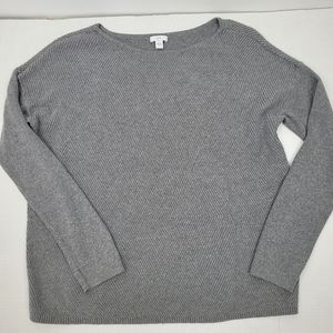 J. Jill Womens Long Sleeve Sweater Ribbed Design Gray Size M Minimalist